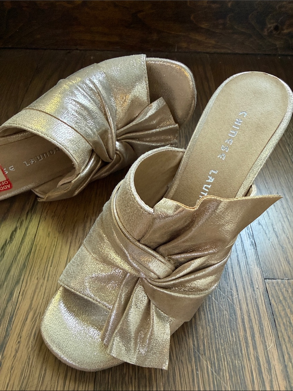 Chinese Laundry Metallic Gold Knot Mules